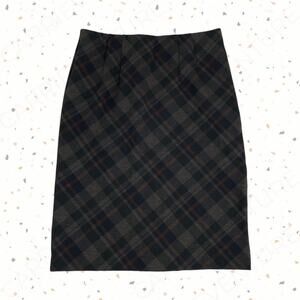 Brown Petite Plaid Skirt Earth Tone Office Workwear Amanda + Chelsea Size SP